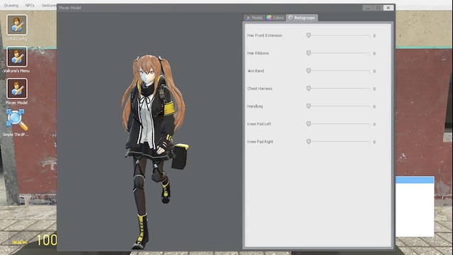Steam Community :: Screenshot :: My take on ump9 from girls frontline using  mods 2 mods by pling94. Player Usable Cruz's Clothes and Io's Hair