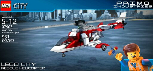 A rescue helicopter has fallen into the man in lego best sale city