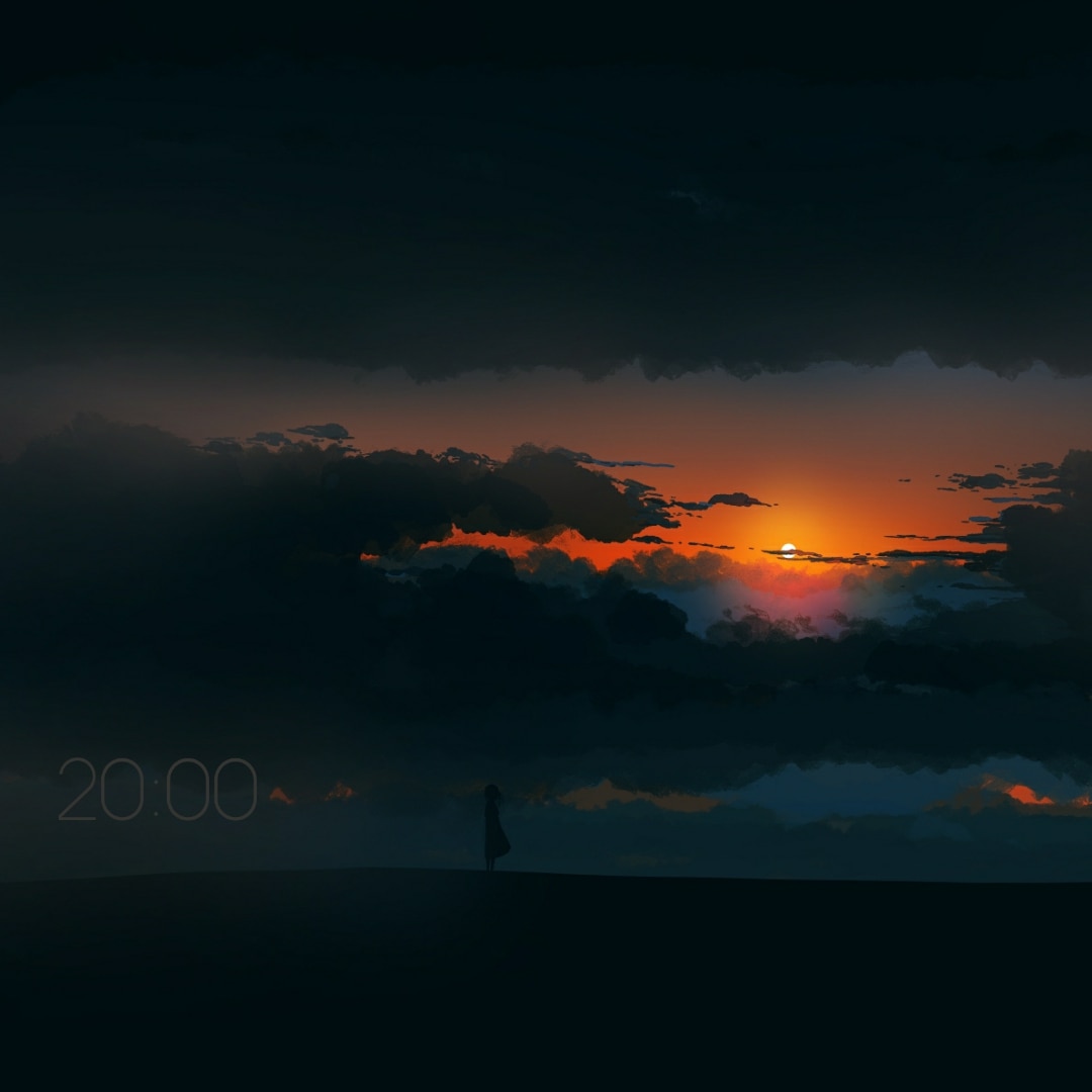 Against the sunset sky