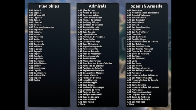 Steam Műhely::Spanish Ship Names