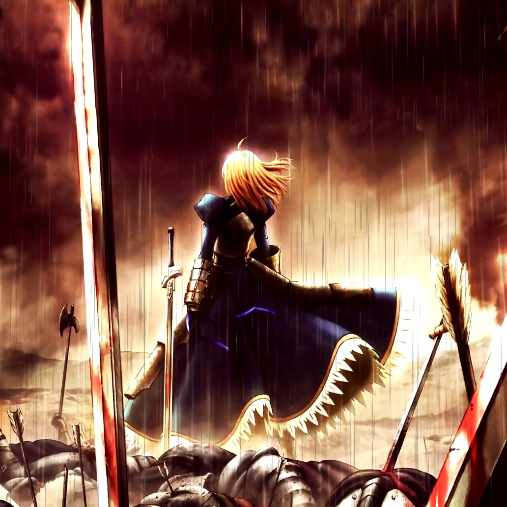 Fate_Saber_Battlefield_Rain | Wallpapers HDV