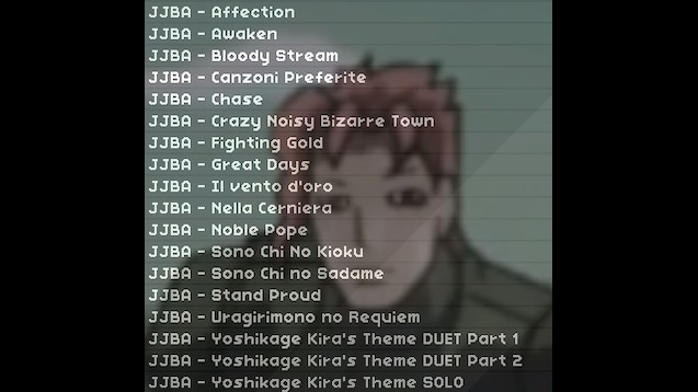 Steam Workshop Jojo S Bizarre Adventure Song Pack For Musical Instruments - steam workshop jojo s bizarre jojo giorno theme roblox id Steam Workshop Jojo S Bizarre Adventure Song Pack For Musical Instruments - jojo giorno theme roblox id