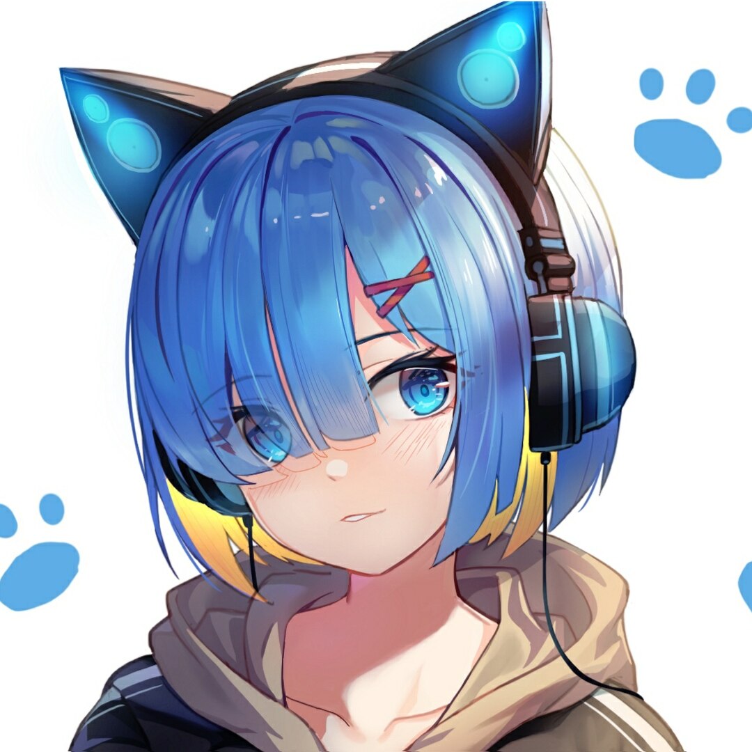 Rem with Cat Headphones