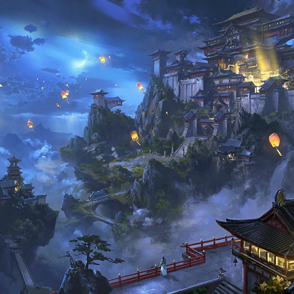 Japan castle night