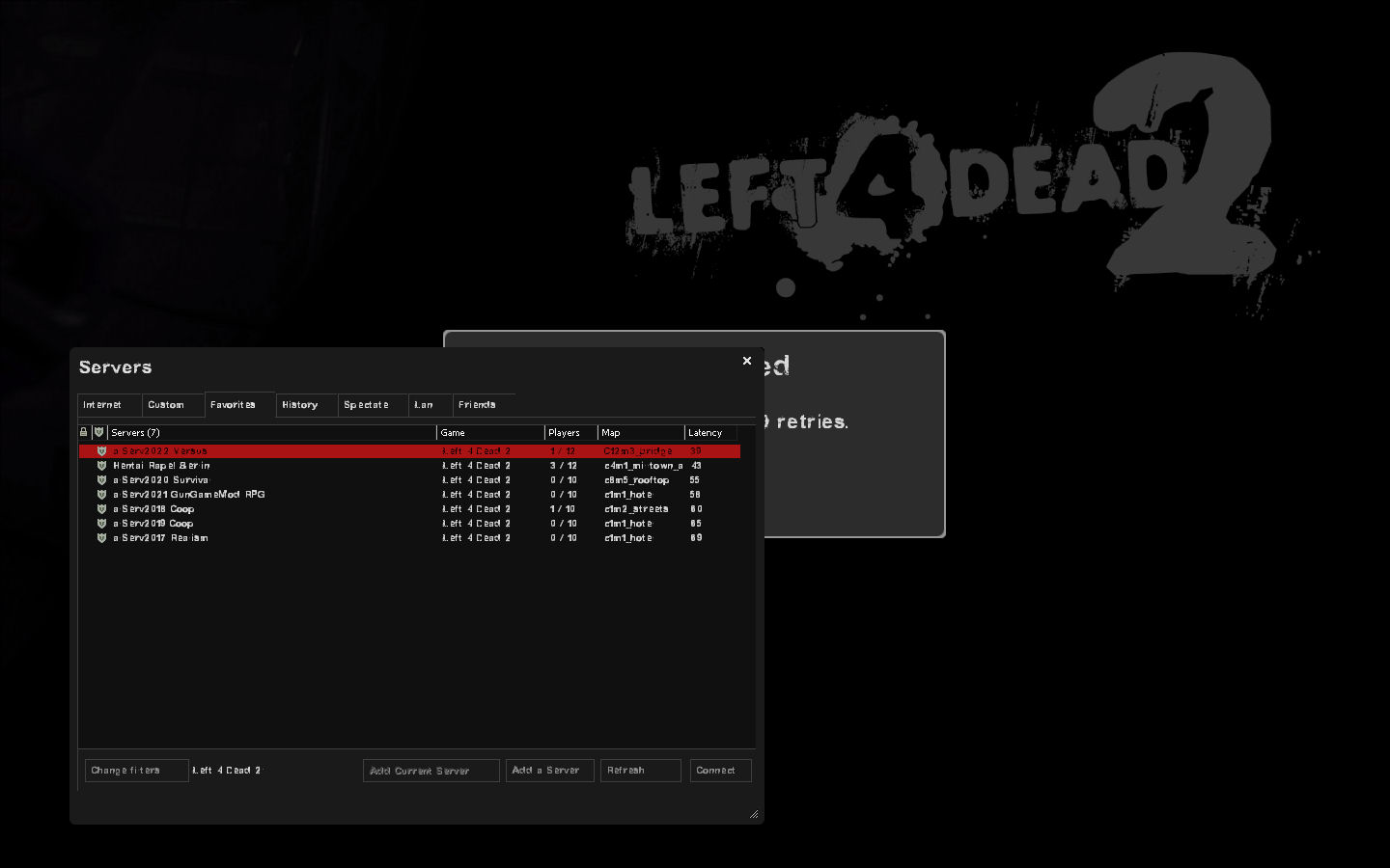 Connect failed after 10 retries что делать left 4 Dead 2. Connection failed after 30 retries. Connection failed after 6 retries Гаррис мод как исправить. Scripts Redm buy.