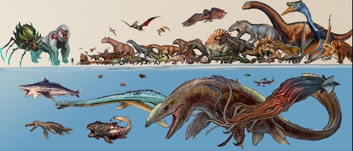 Какой динозавр сильнее. АРК сурвайвал динозавры. Морские существа АРК сурвайвал. Сущесива гиганты АРК СУРВАЙВЛ. Мозазавр мир Юрского периода.