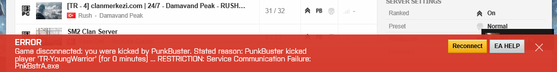 Solved: Re: BF4 I always get kicked by: PunkBuster & Kicked by
