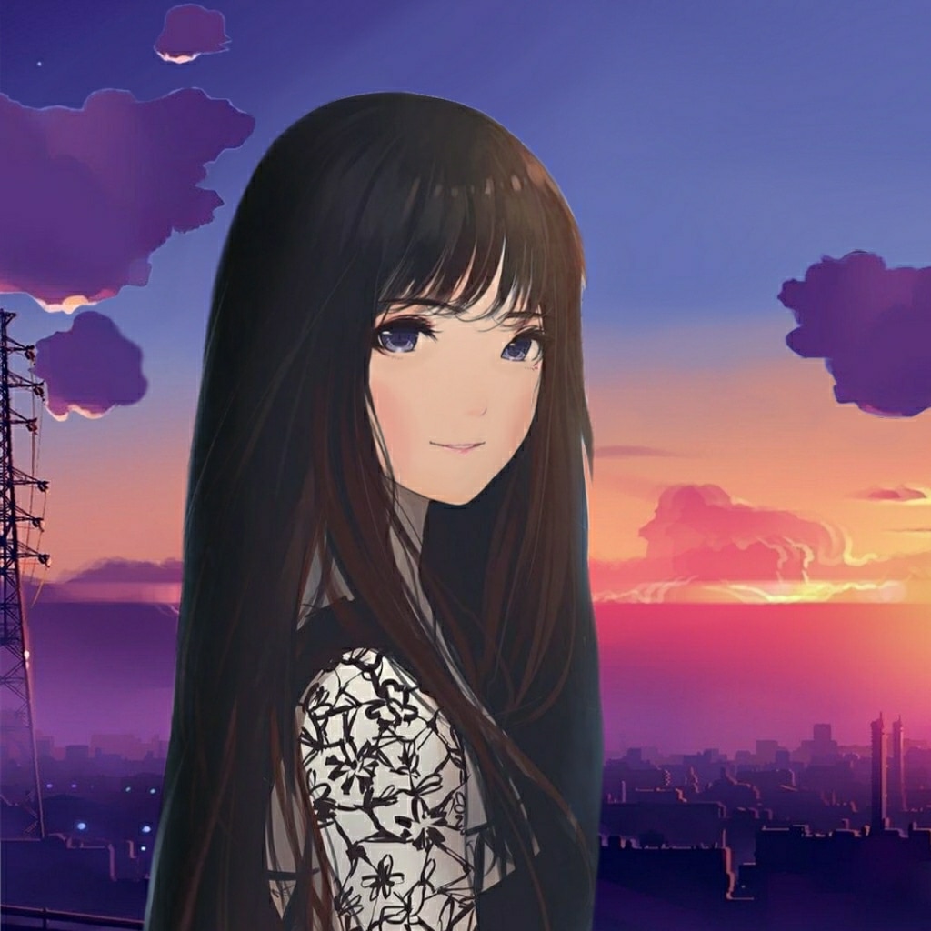 Anime Girl Sunset