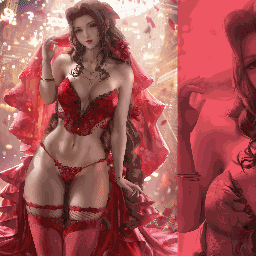 [R18] Sakimi Chan Final Fantasy VII Aerith Red Gown Lingery X-Ray Animated WALLPAPER