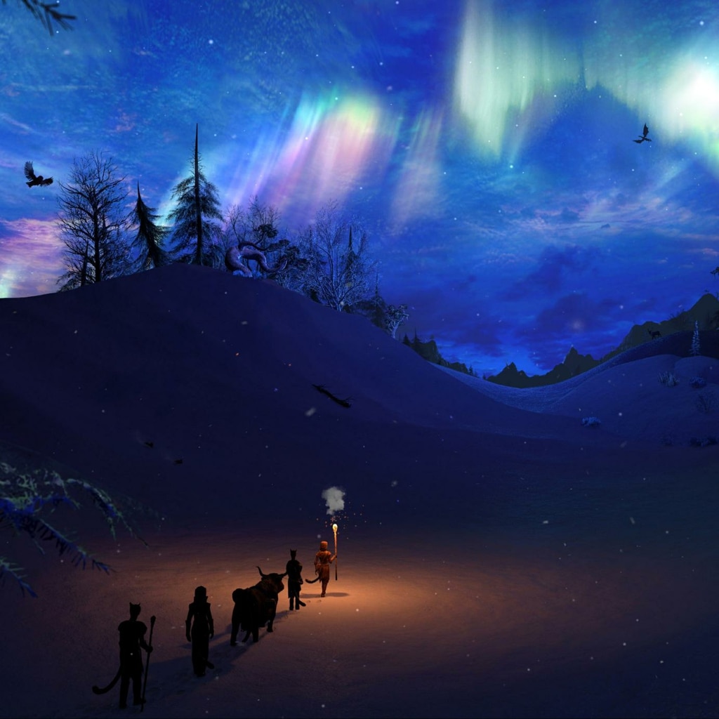 Skyrim Mountain Aurora