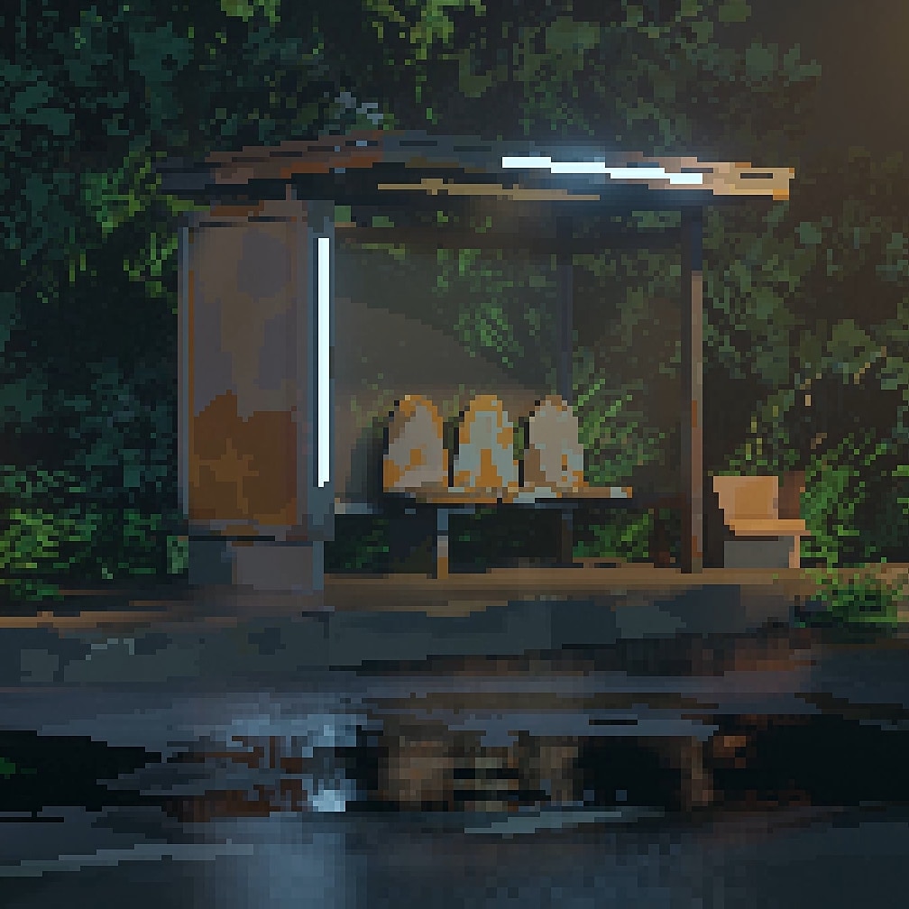 Old bus stop Pixel art