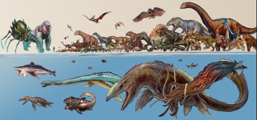 Ark creatures. Морские существа АРК сурвайвал. АРК сурвайвал динозавры. Сущесива гиганты АРК СУРВАЙВЛ. Мозазавр мир Юрского периода.