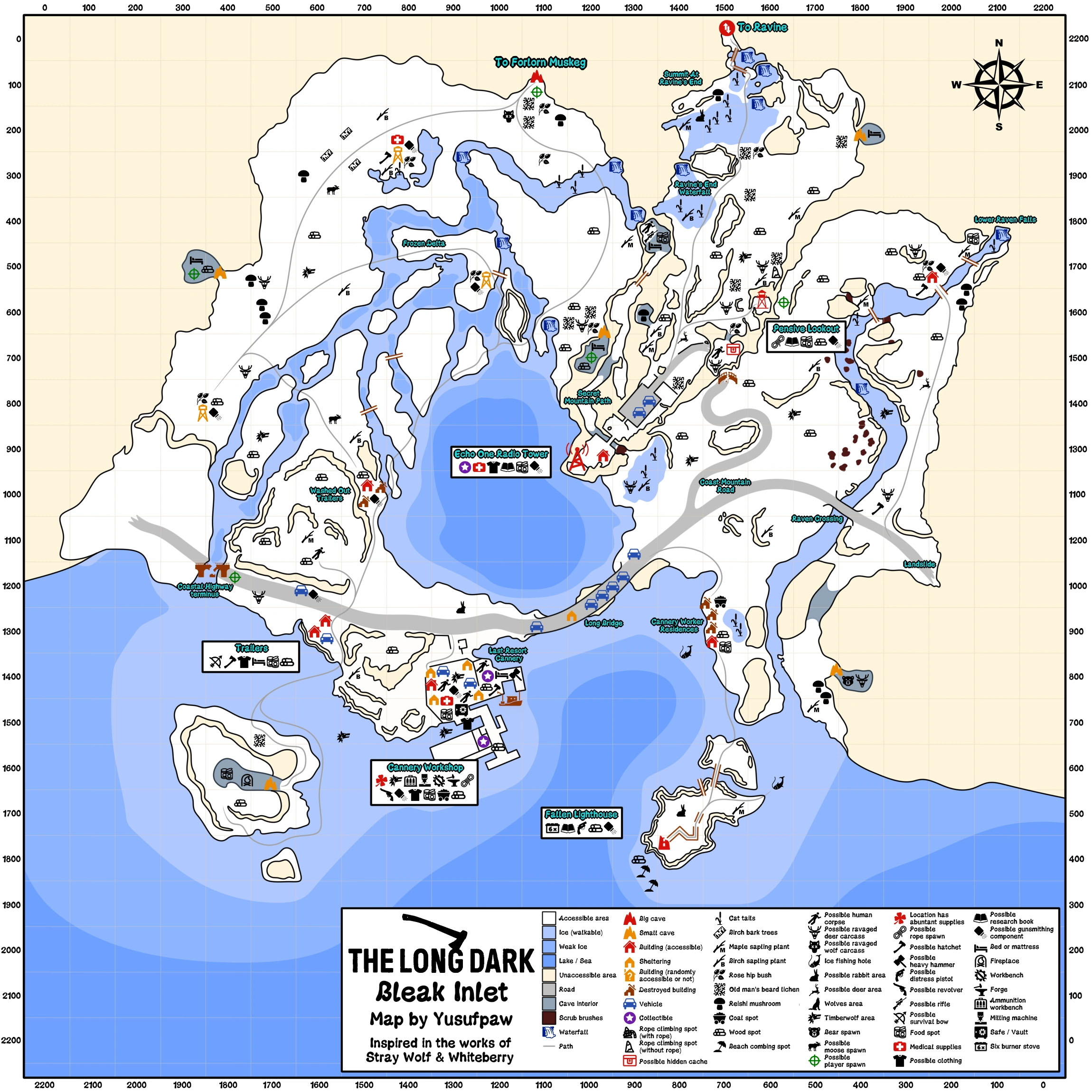 Bleak inlet map the long dark, map, explorer map