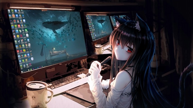 Steam Workshop::Anime-Girl-and-Computers-4K-Live-Wallpaper