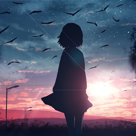 Girl Watching Sunset