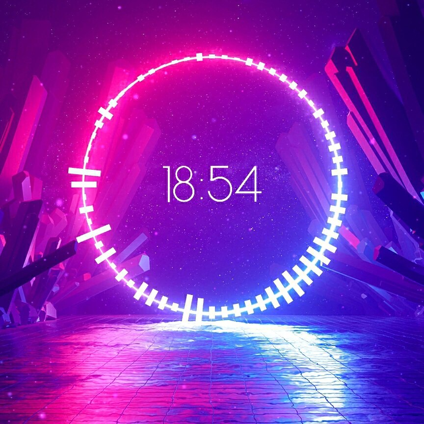 Blue Pink Circle With Clock (Customisable)