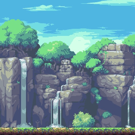 Pixel Waterfall BG | Wallpapers HDV