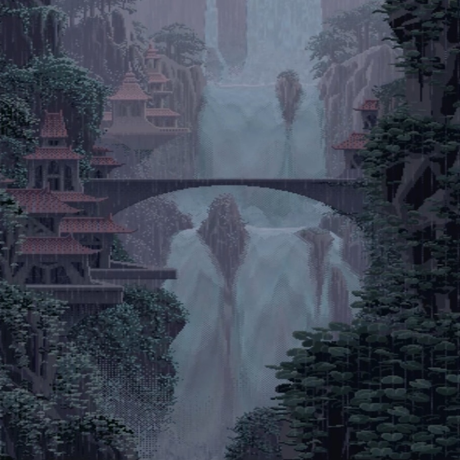 Rainy Pixel Waterfall