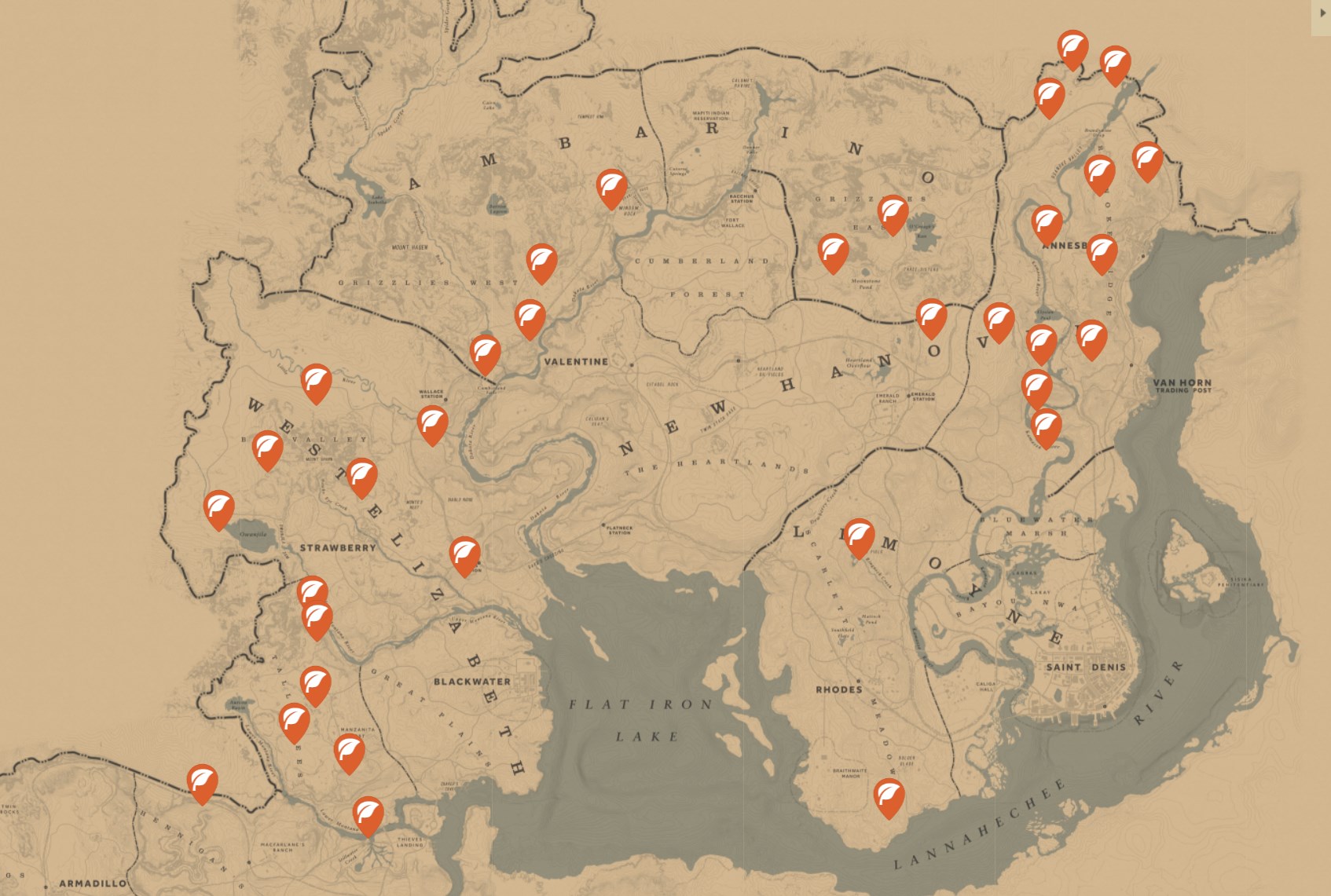 Este mapa te ayudará a completar al 100% Red Dead Redemption 2