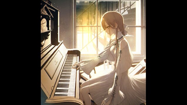 sad girl playing piano