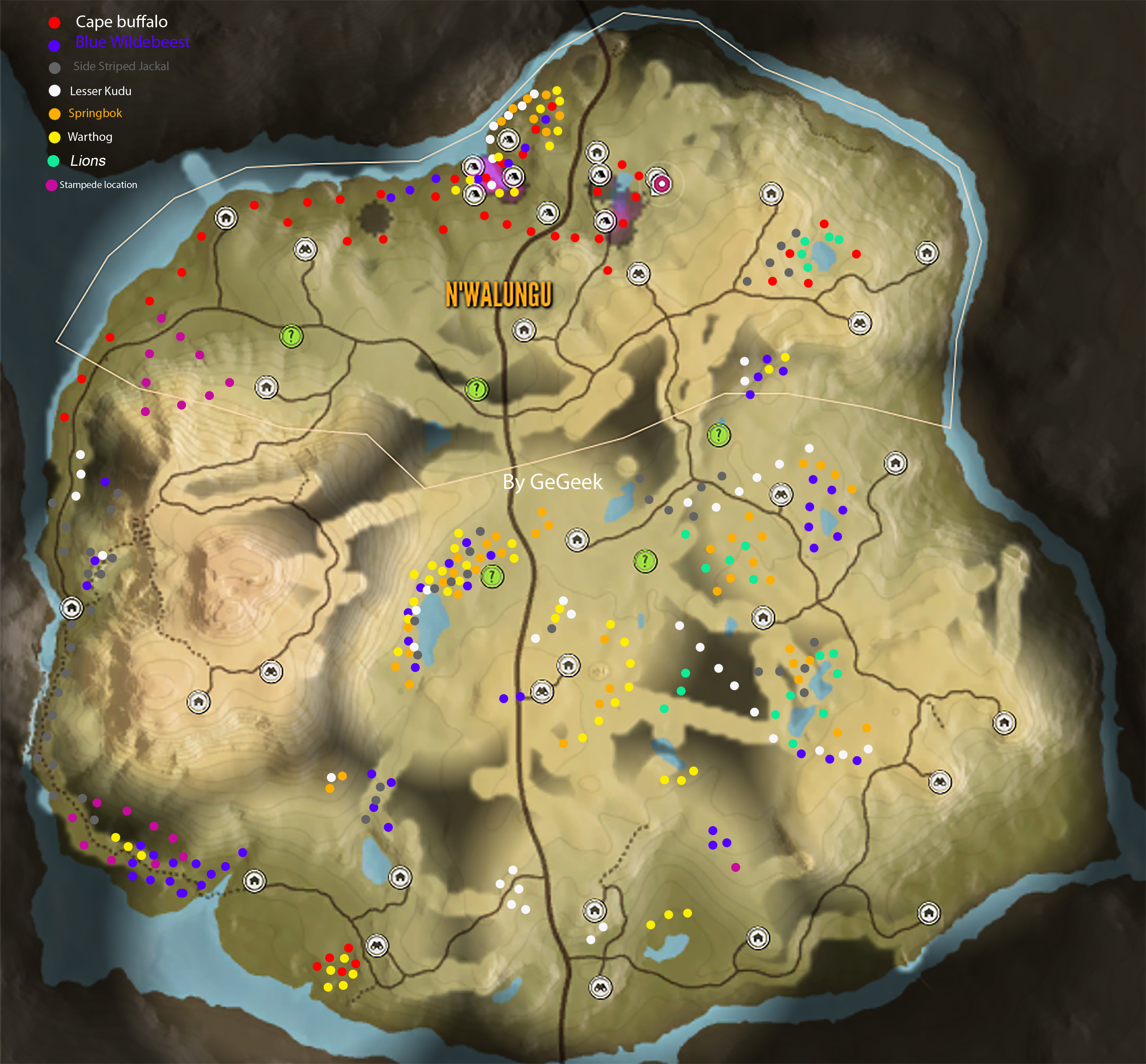 Steam Community Guide Vurhonga Savanna Animal Location Map Updated Lions
