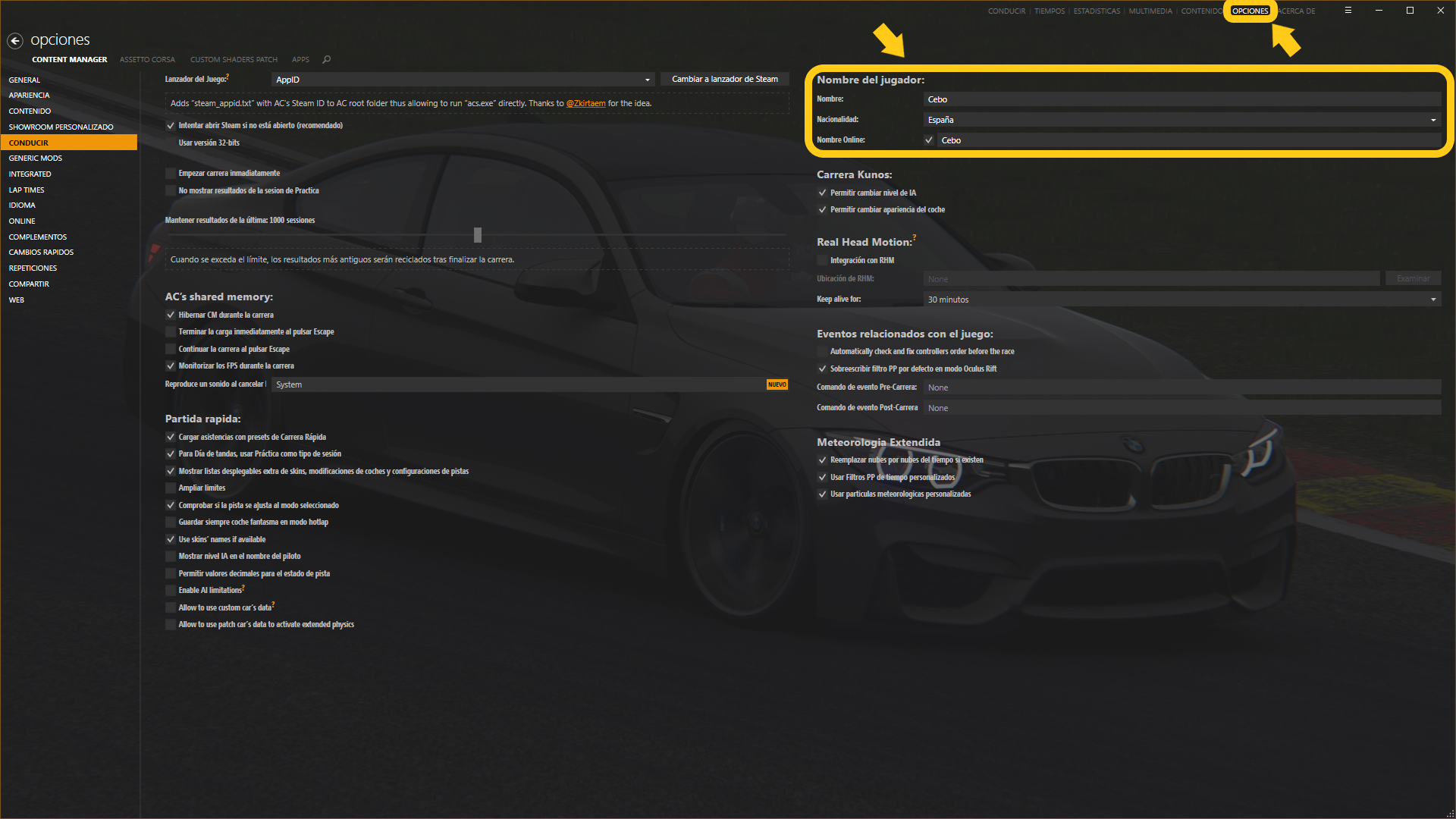 Steam Community :: Guide :: Assetto Corsa Content Manager [ESP] - Assetto Corsa Content Manager Custom Shaders Patch