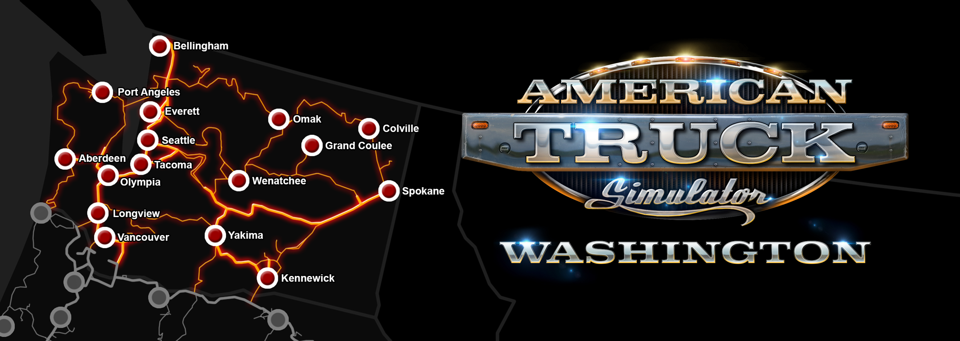 Что дает длс. American Truck Simulator Washington карта. ATS Washington Map. American Truck Simulator DLC Map. American Truck Simulator карта Штатов.