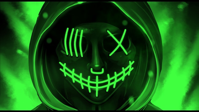 Green neon images on