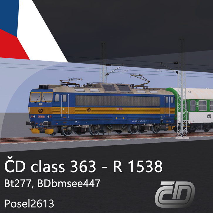 ČD class 363 - R 1538 Express train (5 Cars + Engine) - Skymods