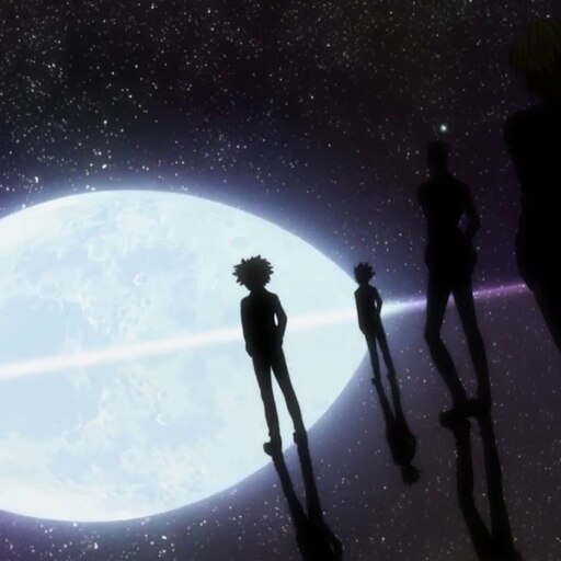 Hunter x Hunter, anime, silhouette, stars, planet
