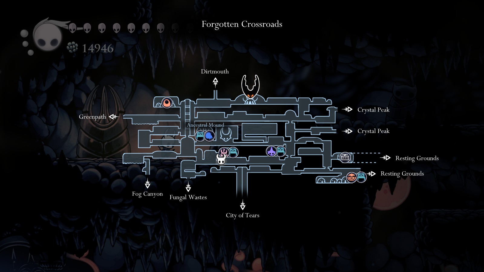 hollow knight forgotten crossroads map