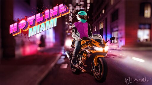 Хотлайн Майами мотоциклист