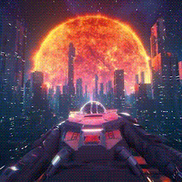 Solar Cyberpunk City Flying by Visualdon - 4K