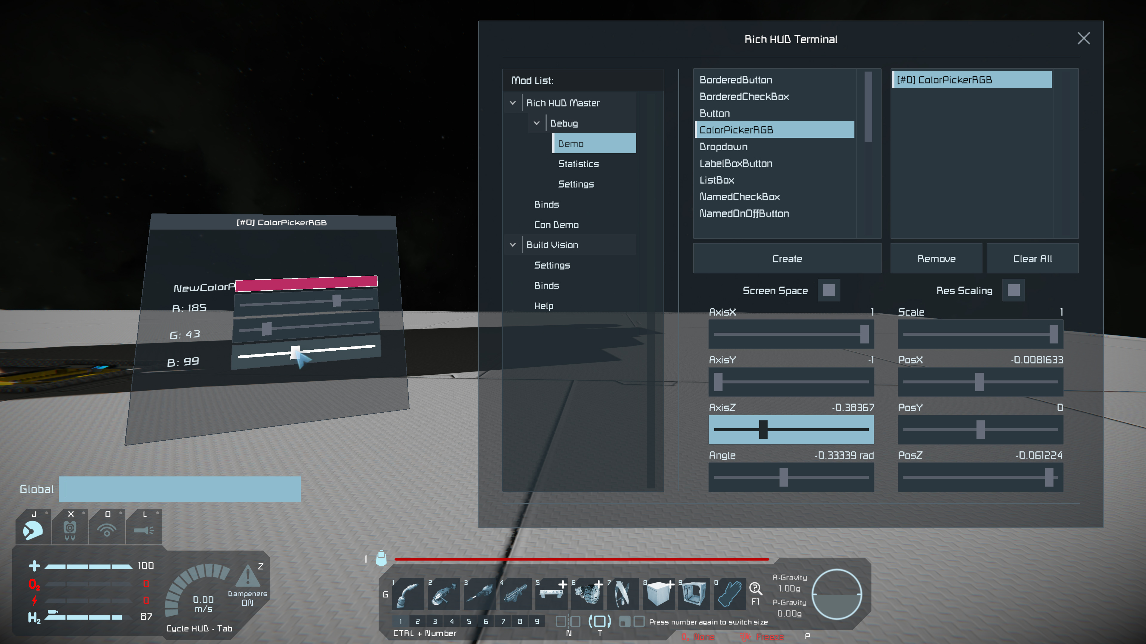 Demo menu screenshot
