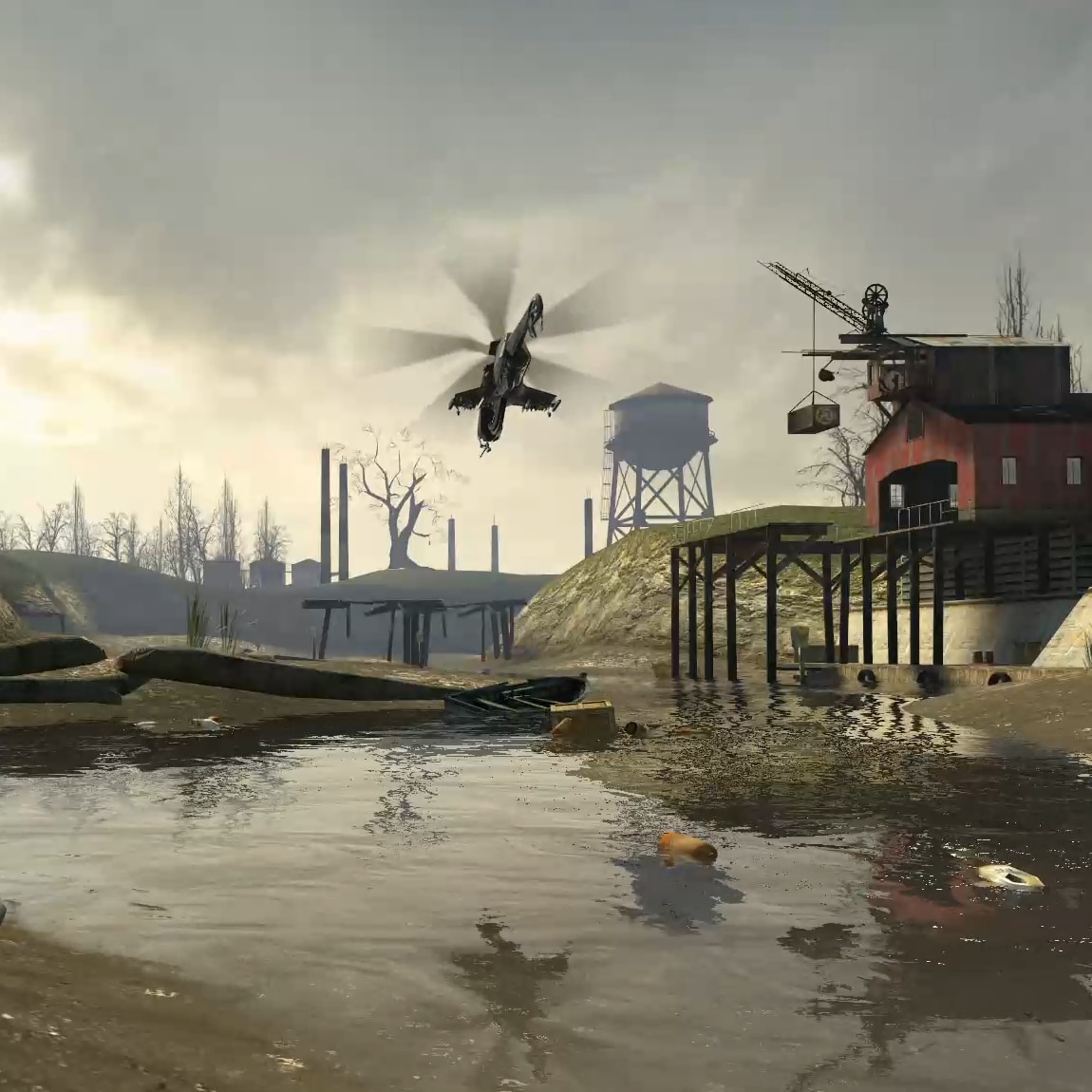 Half Life 2 River with Helicopter pass looped 21:9 3440x1440 60fps