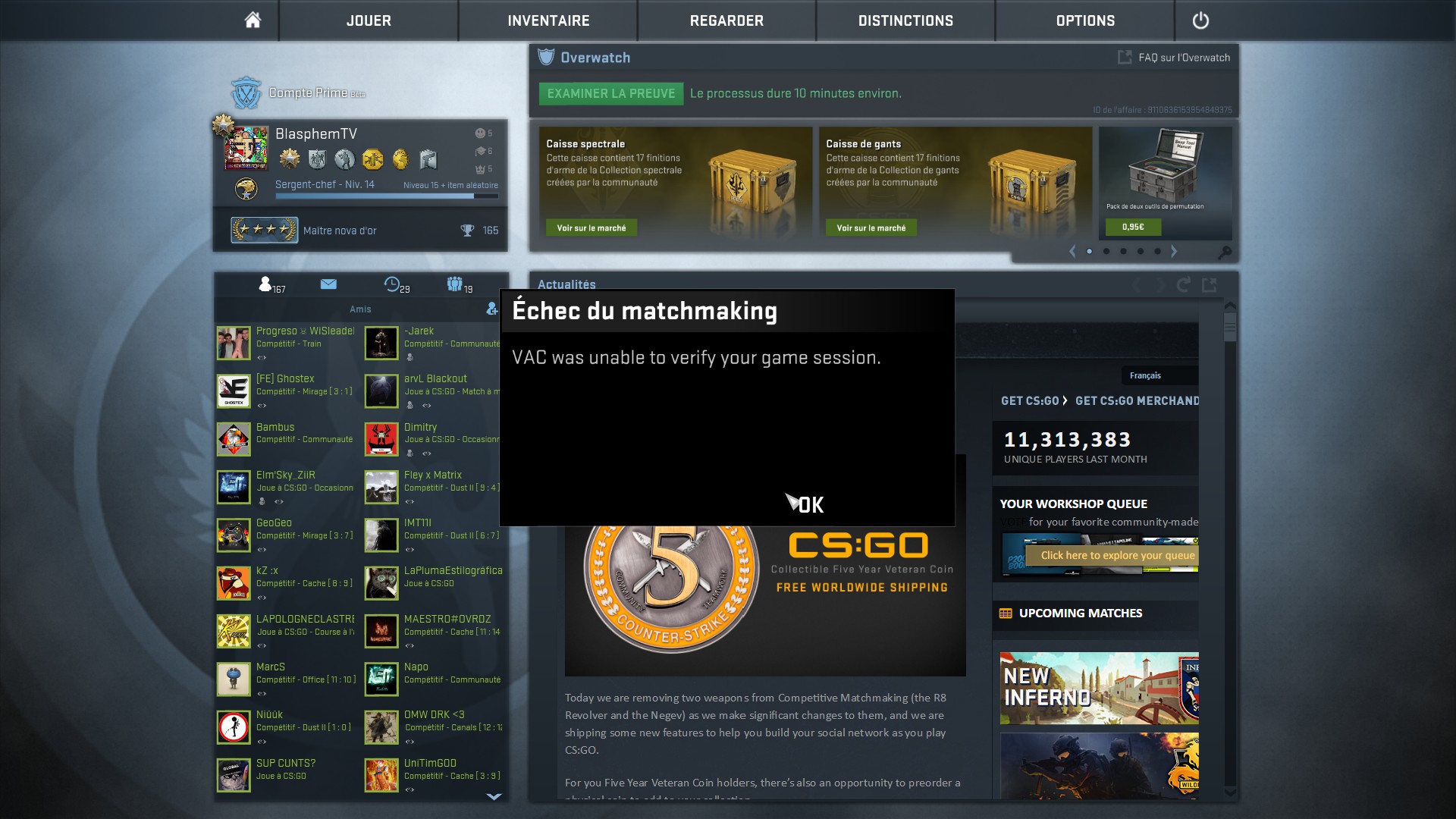 echec du matchmaking cs go što predstavlja vezu u vezi