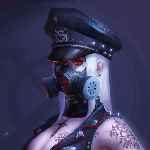 CyberPunk Girl portant une mascotte de vecteur de masque à gaz