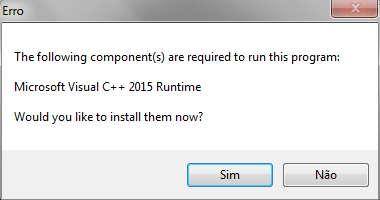 The Following Components Are Required To Run This Program Microsoft Visual C 15 Runtime