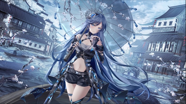 Steam Workshop::Anime Girl with Blue Hair from LEGION Lenovo (60 fps)  (2560x1440)