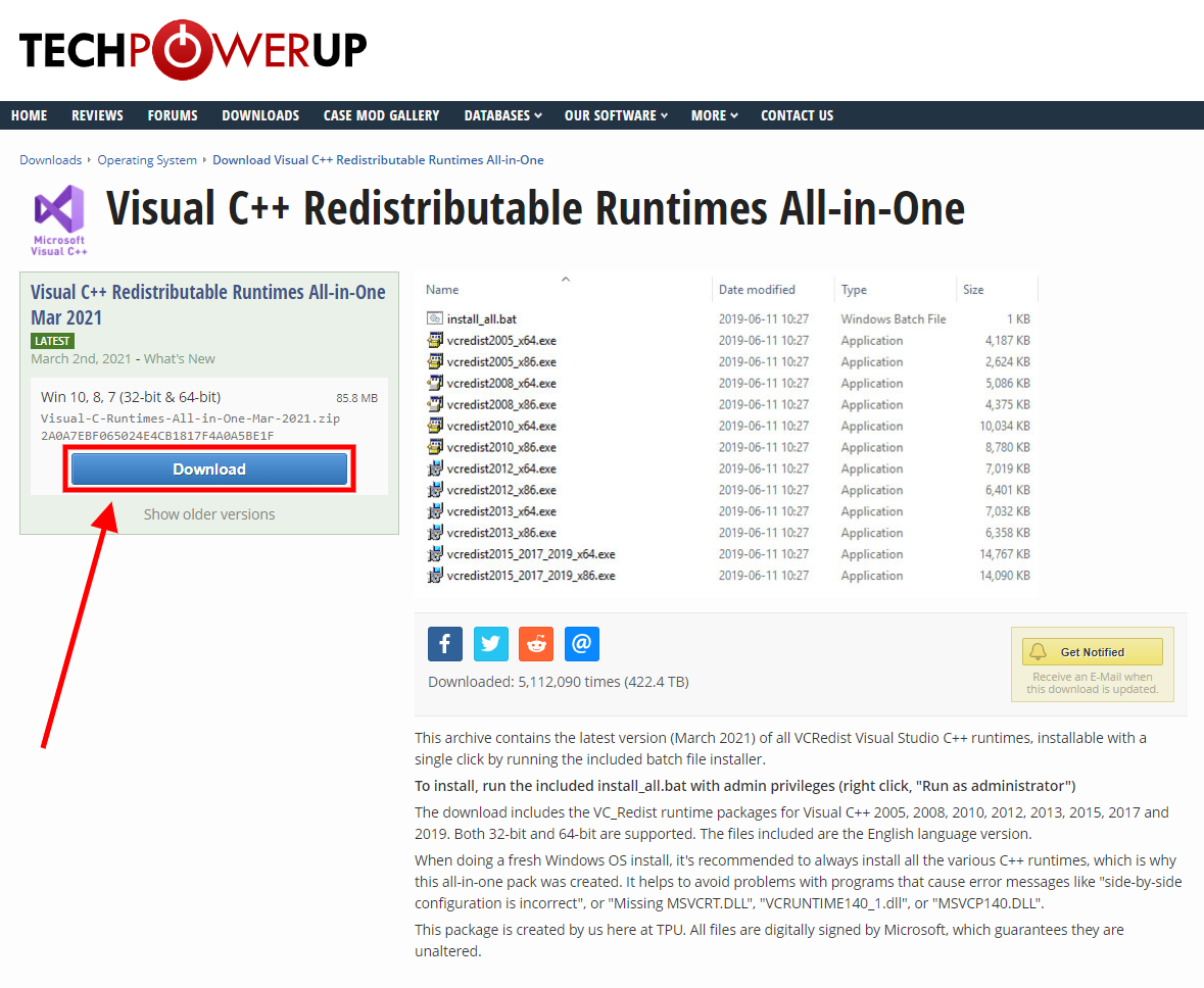 Visual c redistributable all in one
