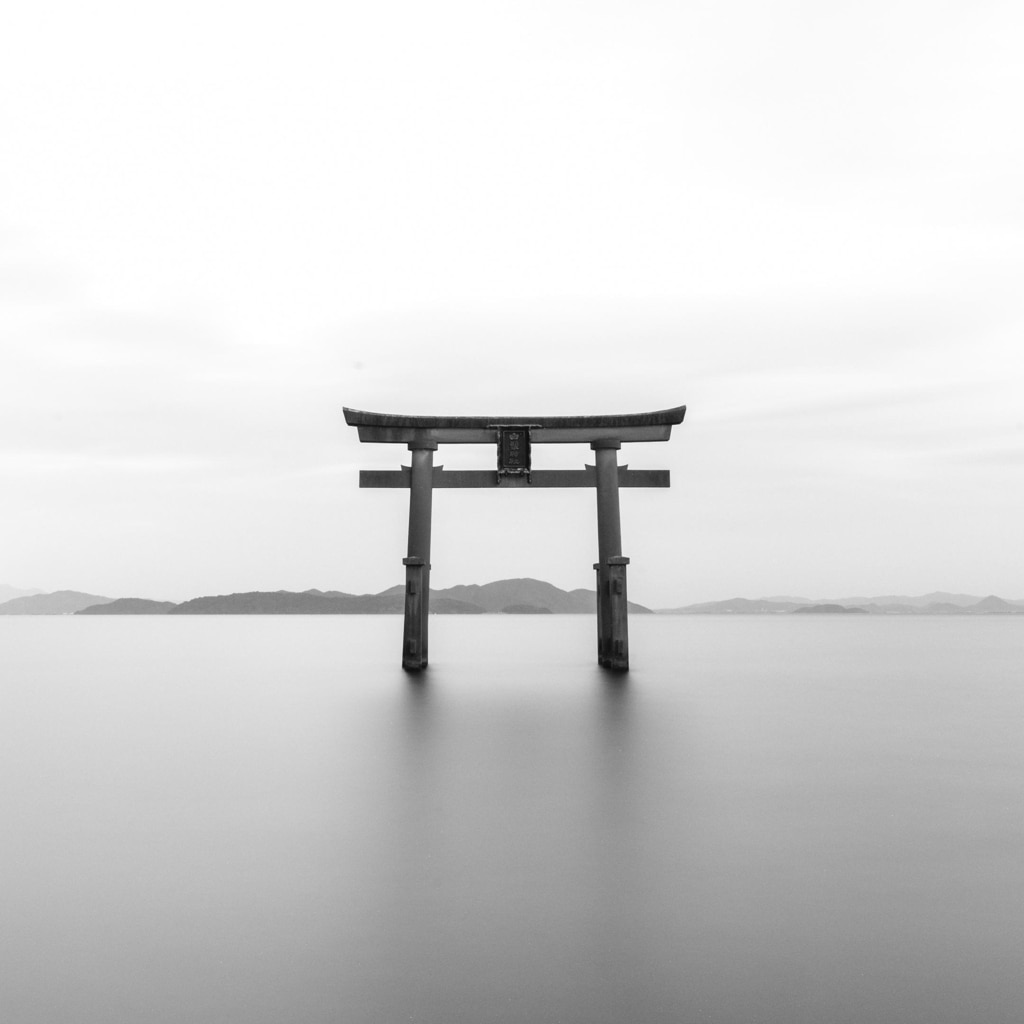 Minimal Black&White Japanese Torii Gate (4K)