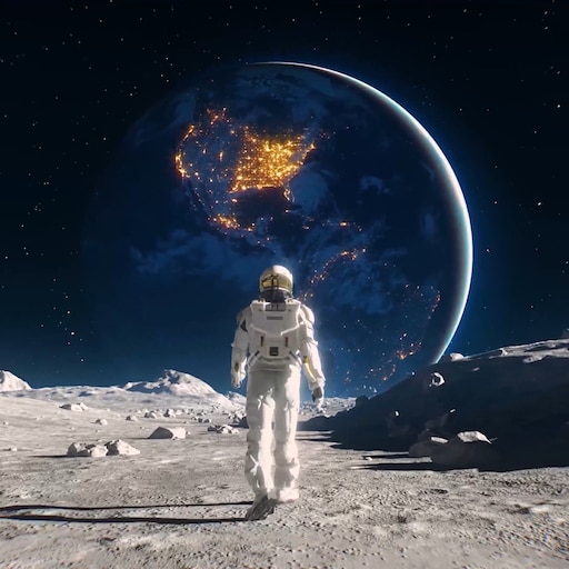 Steam Workshop::Astronaut walking on the moon 4K loop - Lilium