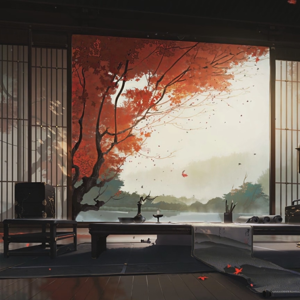 Old House Japan Autumn Leaves - wallpaperwaifu