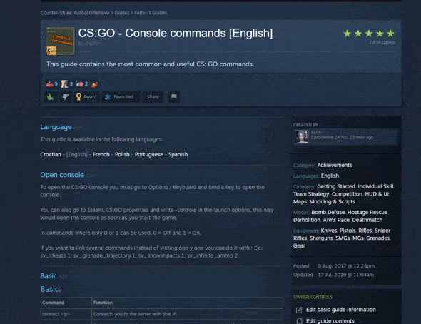 Disable chat command cs go Server Console