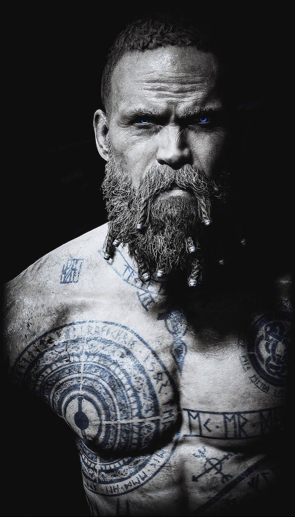 Tattoo uploaded by Oleksandr [Tattooist] • Baldur - the God of Light, son  of Odin, Thor's brother. Character from God of War (2018). Cover-up, 2  sessions. ▫ #тату #Балдур #trigram #tattoo #Baldur #