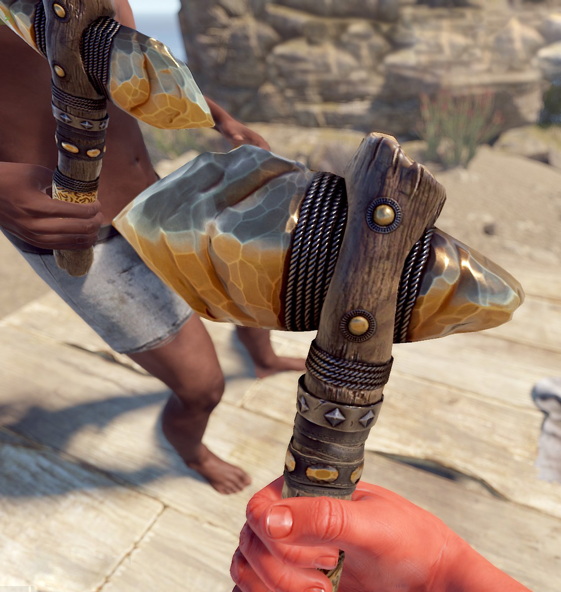 Gold Ore Stone Hatchet thumbnail 6
