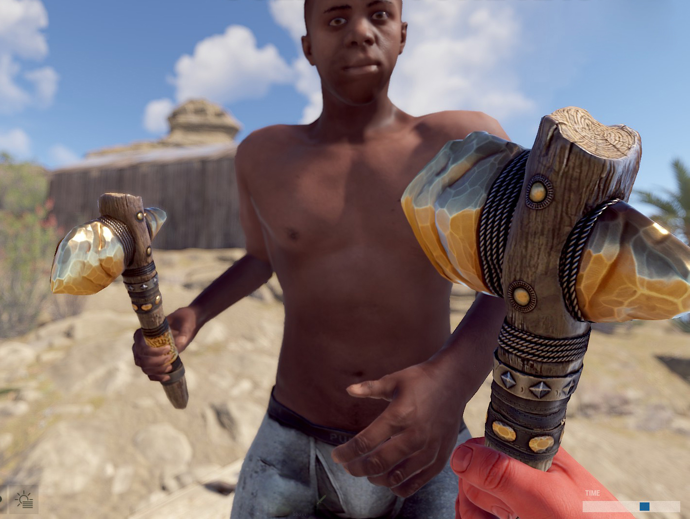 Gold Ore Stone Hatchet thumbnail 3