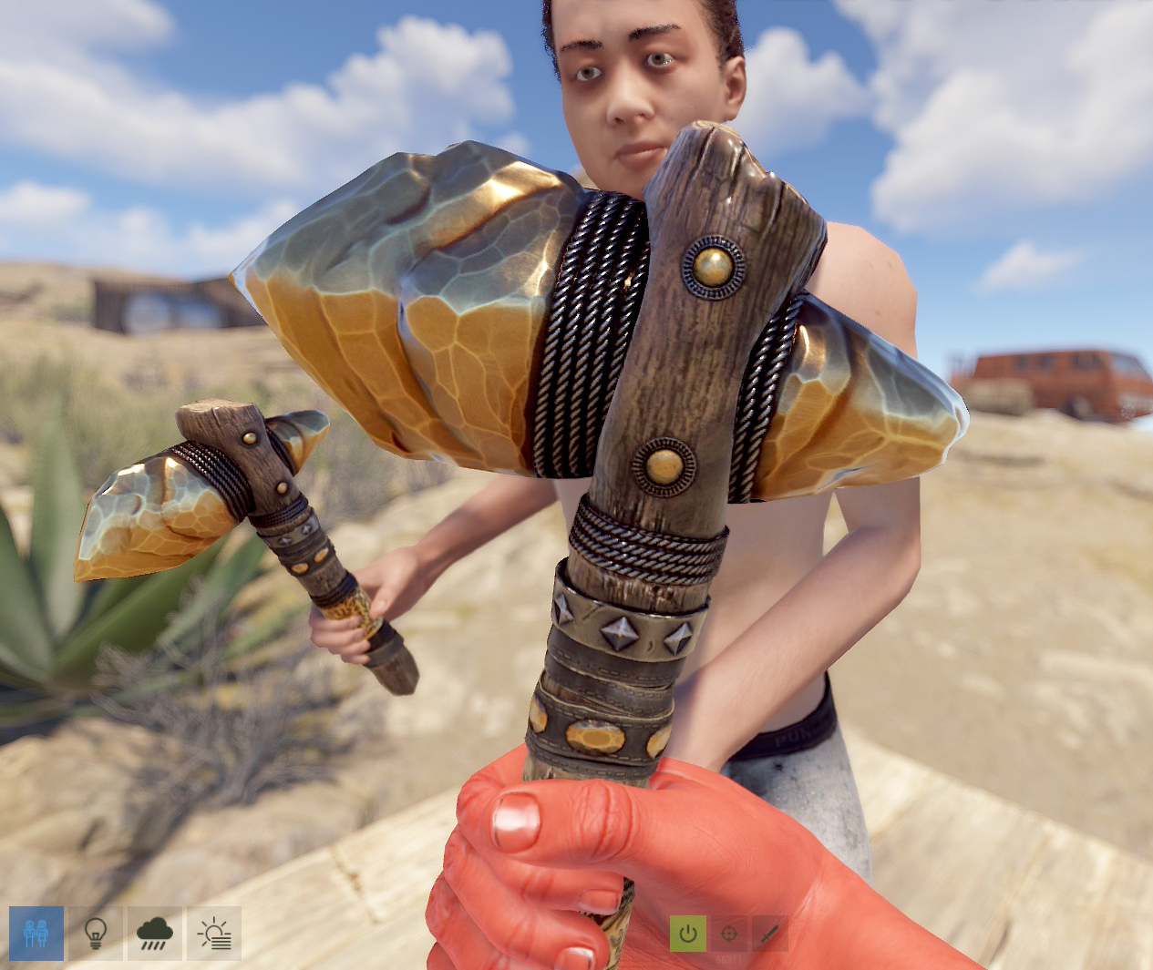 Gold Ore Stone Hatchet thumbnail 4
