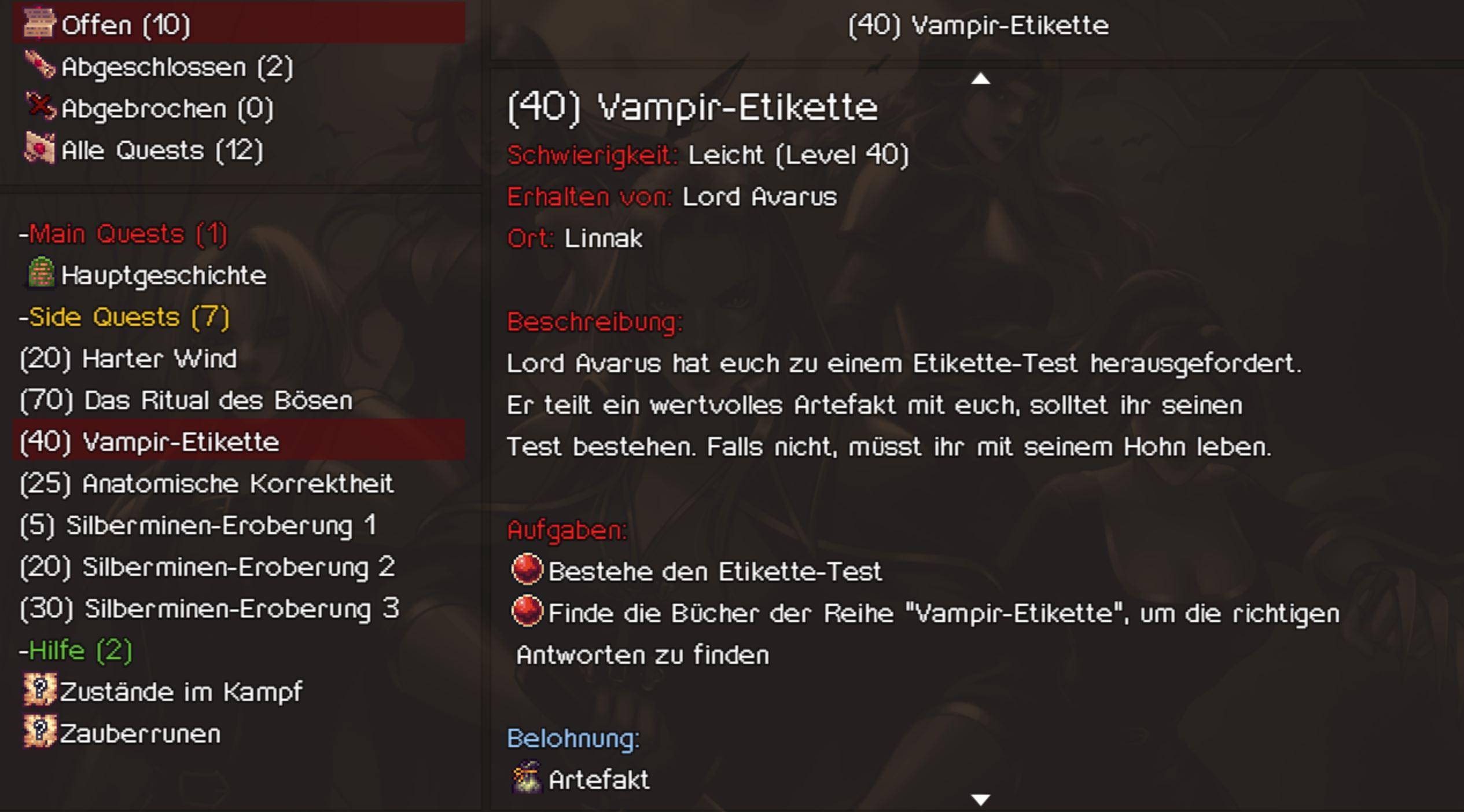 Nebenquest - Vampir-Etikette image 9