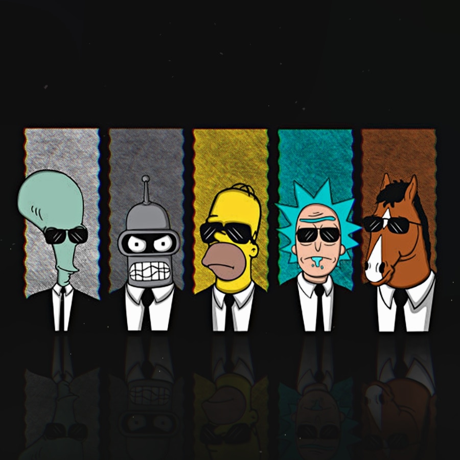 Roger, Bender, Homer, Rick, Bojack Wallpaper